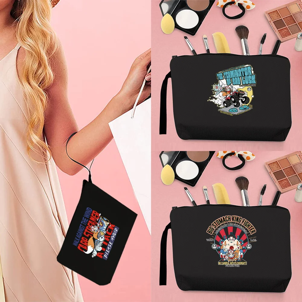 

Zipper Women Travel Makeup Bags Mask Series Wash Organizer Toiletry Pouch Storage Kit Bath Cosmetic Portable Canvas Purse