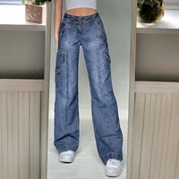 vintage baggy jeans woman streetwear distress wahed pants for women mid waist straight denim jeans y2k wide leg jean 2022 summer