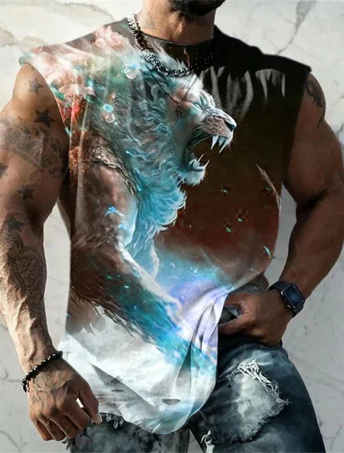 Мужской быстросохнущий жилет с принтом Лев