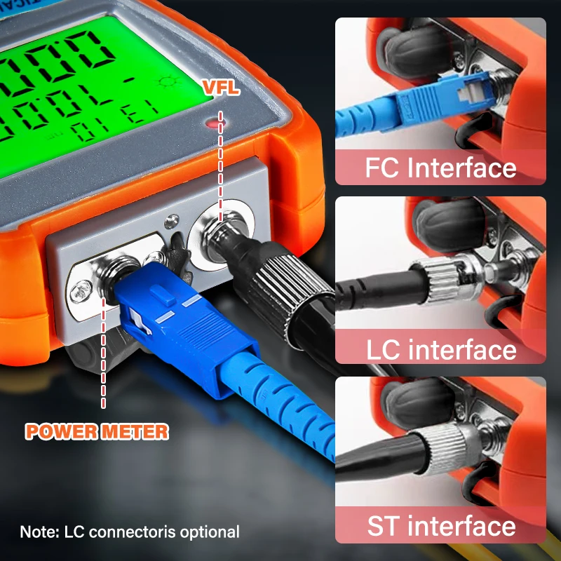 4 in1 Mini Optical Power Meter FTTH Handheld Fiber Optical Cable Test OPM -50~+26/-70~+10dBm With Network Test/LED Light