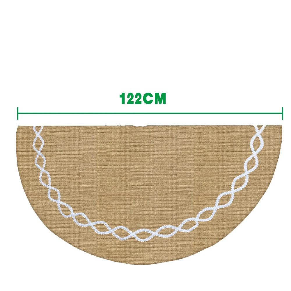 

Ornament Christmas tree skirt Gift Linen Luxury 122cm dia Craft Decoration Embroidery Festival Floor protector