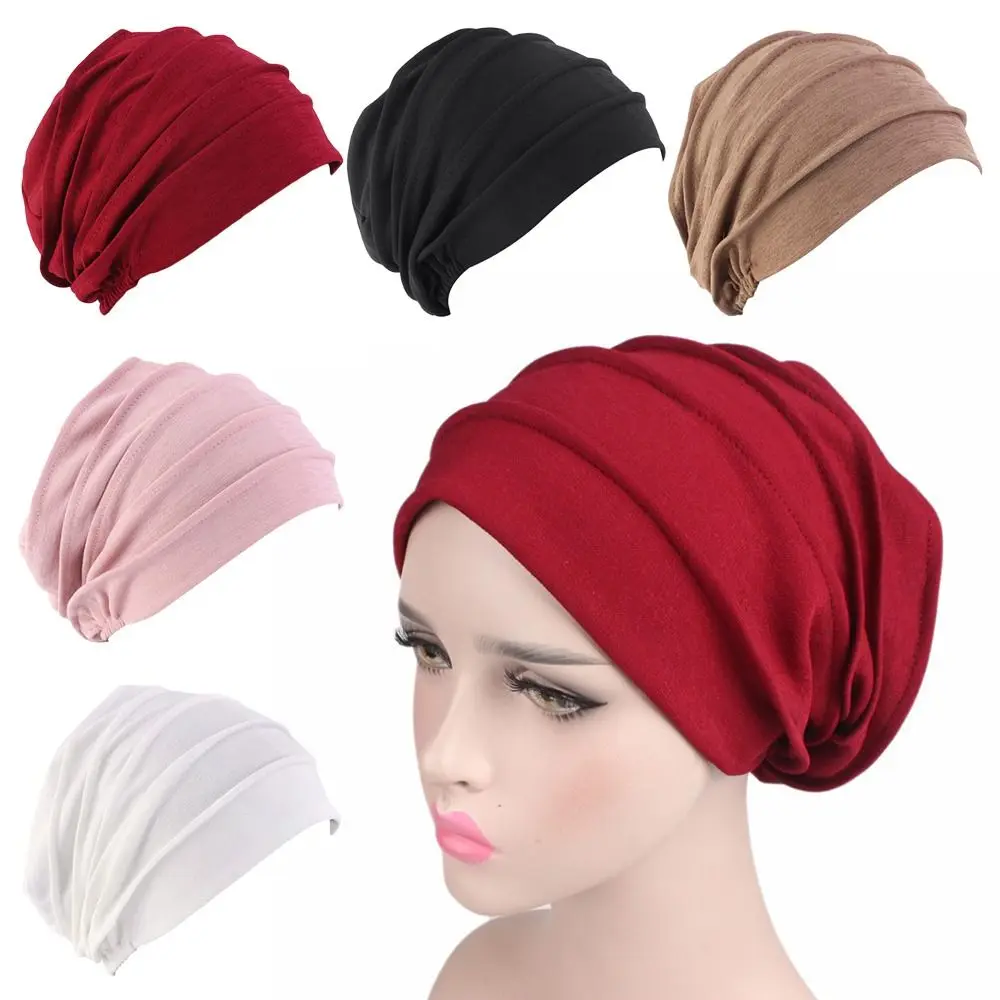 

Soft Cotton Head Cap Hat Elastic Cloth Breathe Hat Women Ruffle Hat Chemo Cap