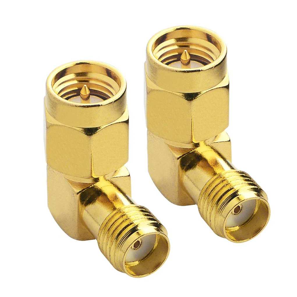 

2PCS Set SMA Male to Female Right Angle 90-Degree Adapter Gold Plated Contacts WIFI Antenna Adapter