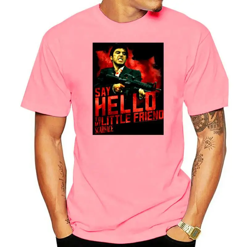 

Men Official Scarface Movie Al Pacino T Shirt Say Hello Black Cotton Sm 4Xl