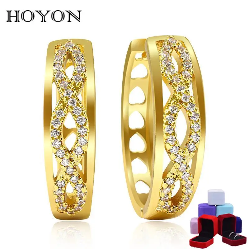 

HOYON Brass 18K Color Pattern Earrings for Women Office Party Jewelry Simple Hollow Sense of Luxury Wedding Gift Free Shipping