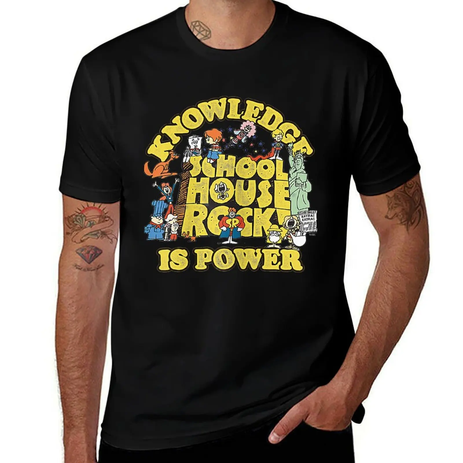 Фото Футболка Schoolhouse Rock Knowledge Is Power Logo Group, праздничная простая футболка №1