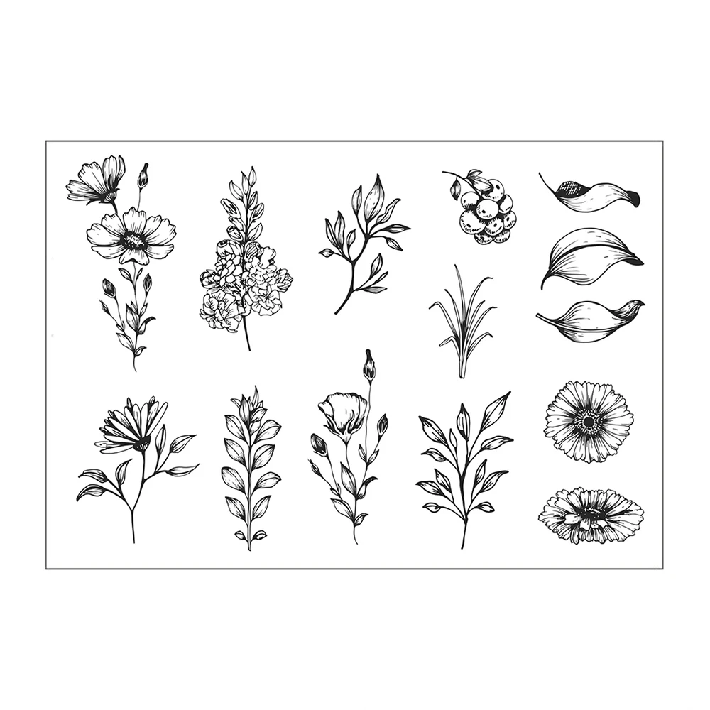 

Flowers and Plants Clear Stamp Silicone Stamps Seal Scrapbook Photo Album Decorative Card Making Rubber Stamps 11*16cm