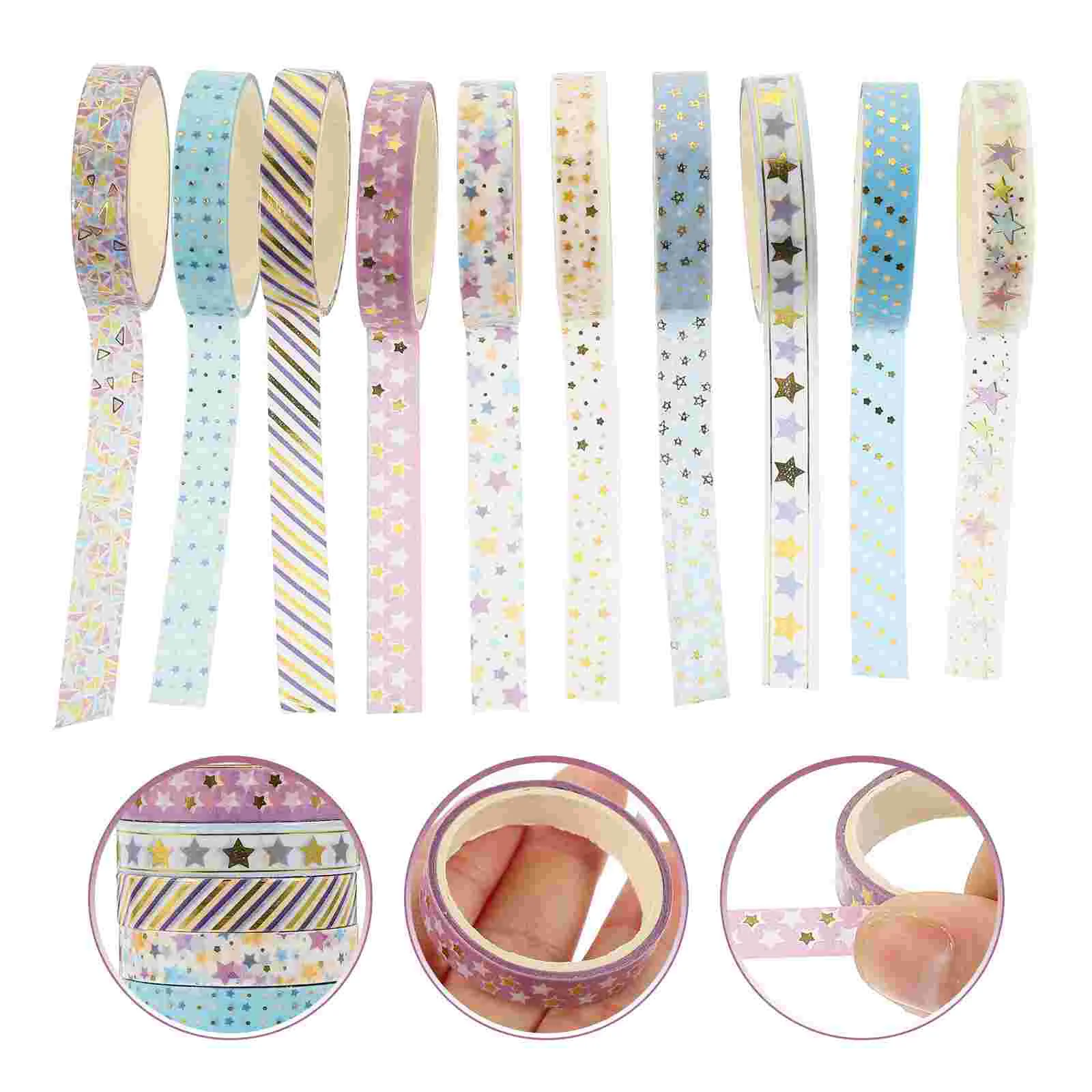

10 Rolls Washi Masking Tape Decorative Delicate Practical Crafting Tape Adhesive Tape Washi Tapes for Scrapbook