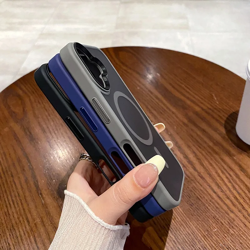 Модный Матовый Магнитный Прозрачный чехол для iPhone 16 15 14 Plus 13 12 11 Pro Max Беспроводная