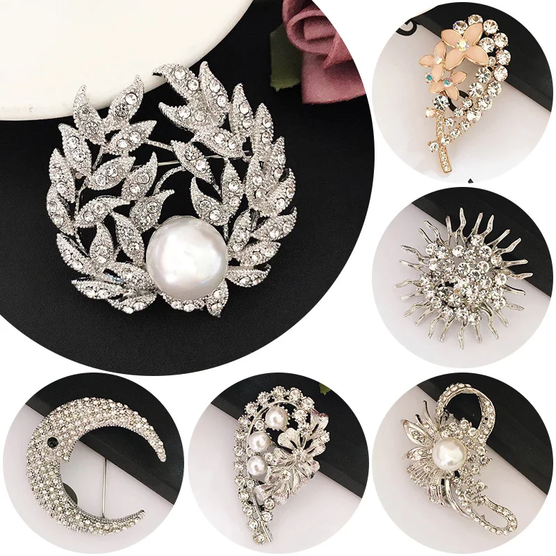 

Women Flower Large Brooches Lady Rhinestone Pearl Corsage Brooch Girl Trendy Luxury Jewelry Best Gift Pin Jewelry Accessorises