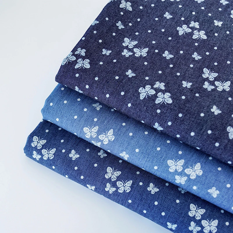 Летняя тонкая хлопковая юбка в полоску с бабочками и звездами для квилтинга