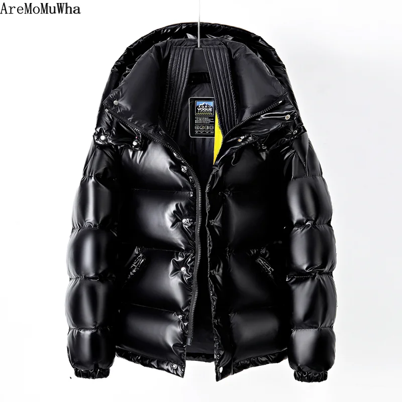 Mens Jacket Parka 90% White Down Jacket for Men Women Fashion Bright Hooded -30 Degrees Warm Down Jackets Couples Winter Coats