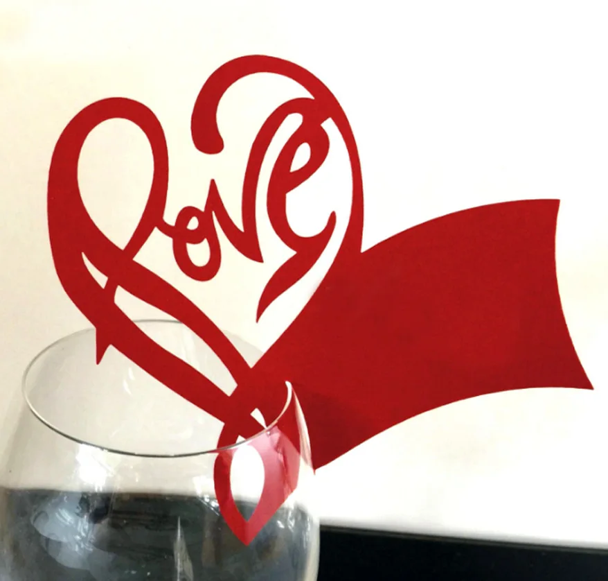 

10pcs Wine Glass Name Place Card Heart Shape Place Escort Card Table Mark Festival Wedding Party Bar Valentine's day Decoration