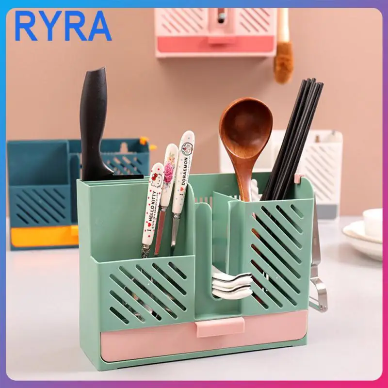 

Punch-free Storage Rack Multi-functional Removable Hook Abs Traceless Water Chopsticks Cage Chopsticks Rack Household Draining