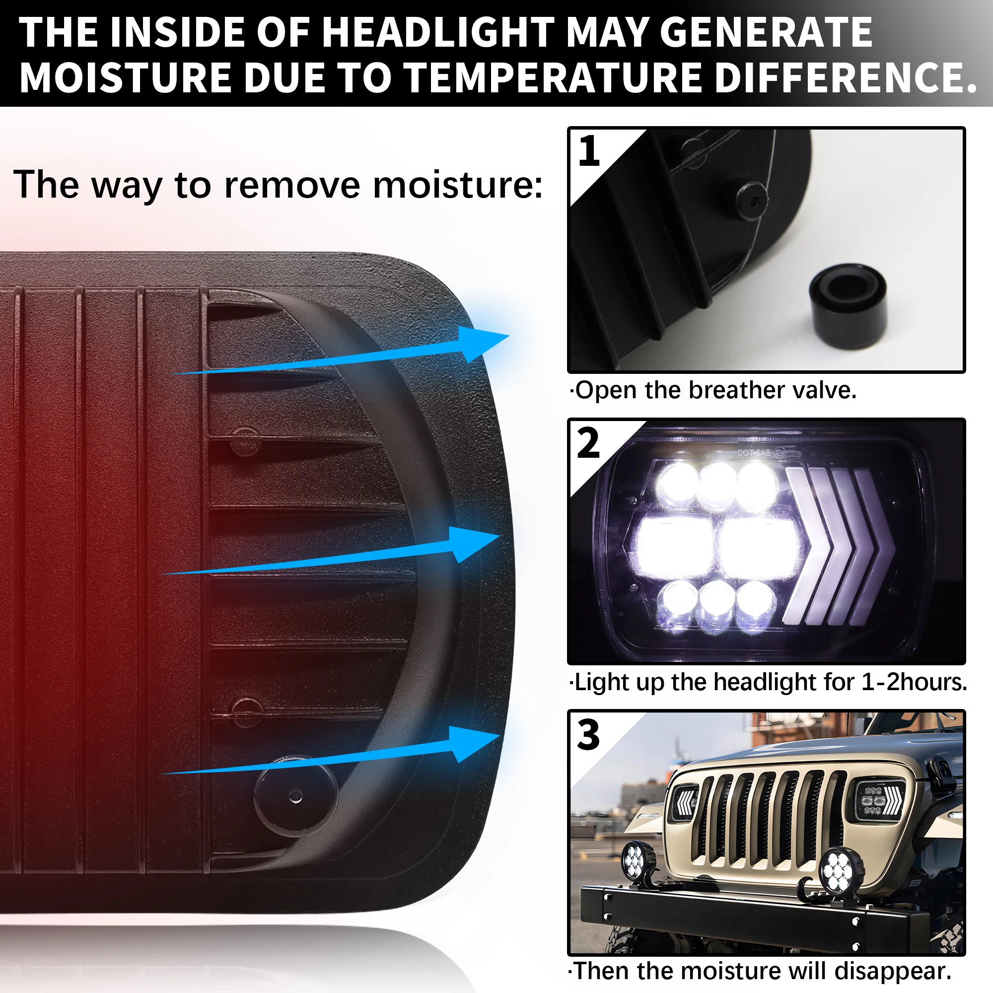 5X7 квадратных 7-дюймовых светодиодных фар Wrangler с затемнением внедорожного пикапа