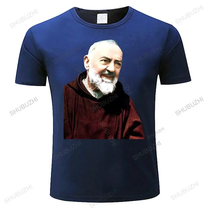 

new fashion t shirt men crew neck tees short sleeve Father Pio--- Khaki all Brand summer T-shirt Men vintage Teeshirt for boys