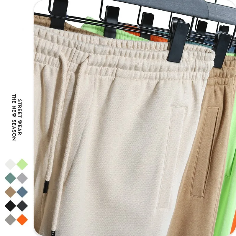 Loose men's cotton trousers men's summer new breathable solid colour sweatpants trousers fitness streetwear large size