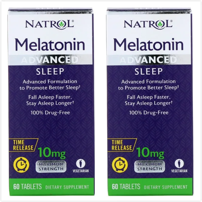 

2 bottles Natrol Advanced Sleep Melatonin 10 mg 60 Tablets Calcium Vitamin Fall Asleep Faster Stay Asleep Longer FREE SHIPPING