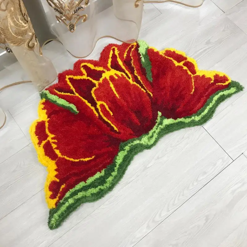 

Hot sale tulip art rug rose rug door mat flower door mat fluffy mat fluffy door mat