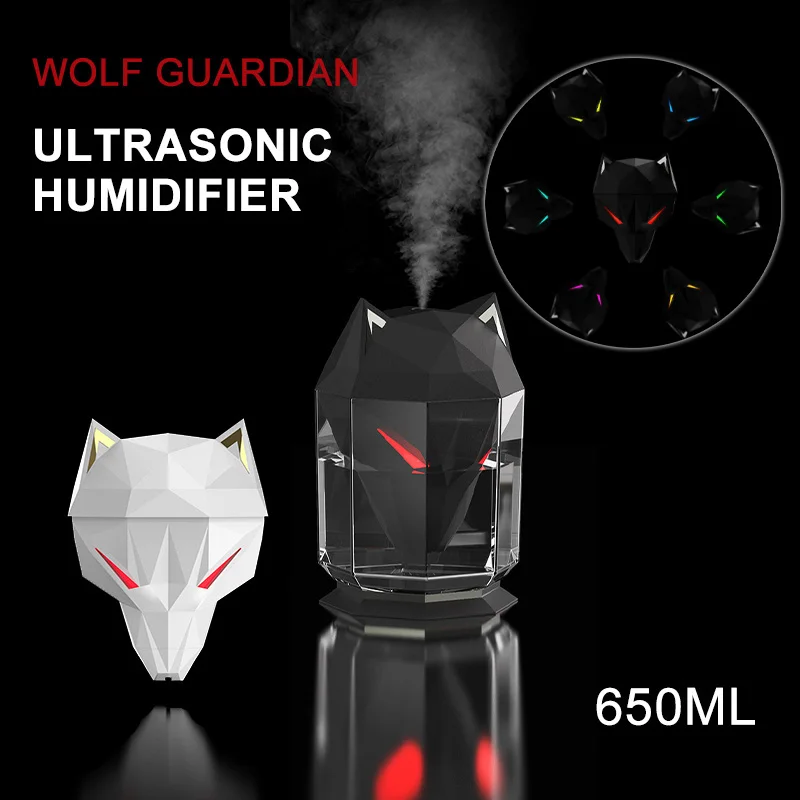 

Увлажнитель воздуха Wolf Guardian с таймером и Usb-зарядкой, аромадиффузор для дома и офиса с градиентным светом, ультразвуковые увлажнители возду...
