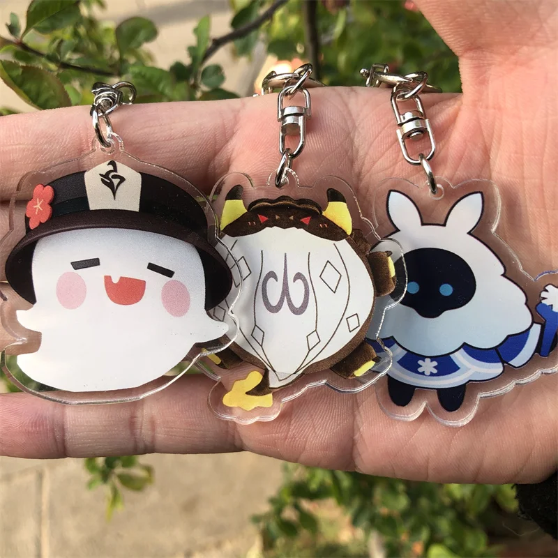 

Anime Game Genshin Impact Morax Hu Tao Zhongli Keychain Accessories Key Chain Backpack Pendant Cartoon Prop Badge