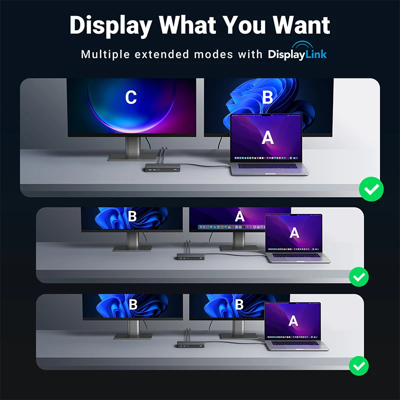 Док-станция UGREEN 9-в-1 HUB USB C до 4K60Hz HDTV DisplayPort Тройной дисплей RJ45 PD100W для Mac OS 10 Гбит/с 3.1