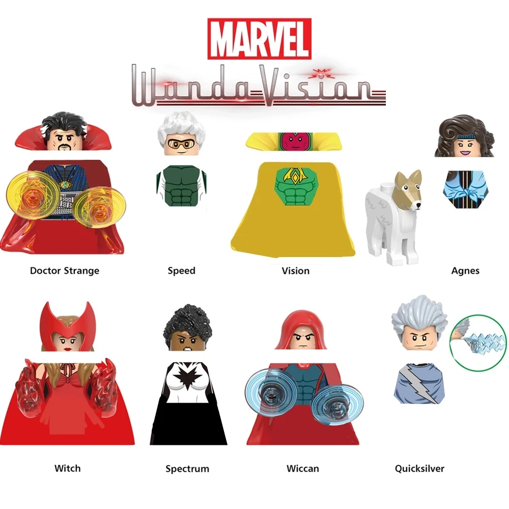 

Marvel WandaVision Wanda Scarlet Witch Vision Mephisto Agatha Quicksilver Figures Avengers Building Blocks Bricks Toys Kid Gift