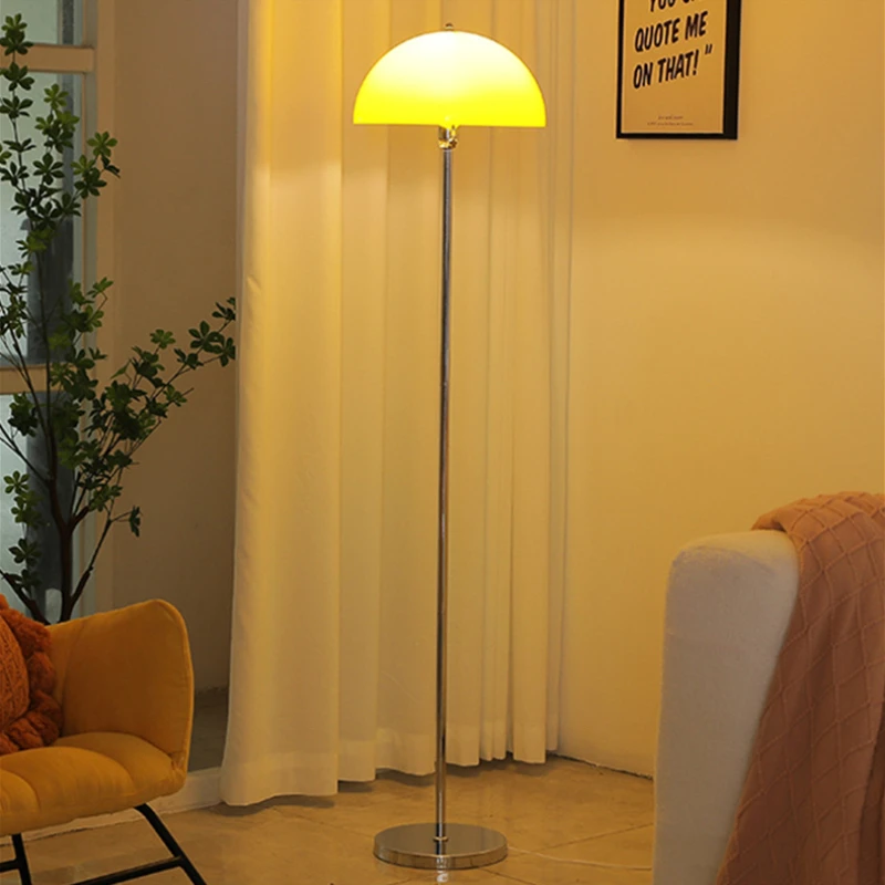 

Colorful Acrylic Lampshade Floor Light 3 Color temperature Dimming Chrome Metal Standing Lamp For Living Room Bedroom Hotel