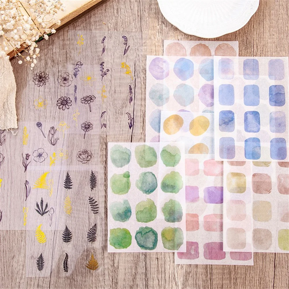 

Plant Colorful Stickers Vintage PET Sticker Hand Account Scrapbooking Journals Decoration Card Making DIY Decals Stationery