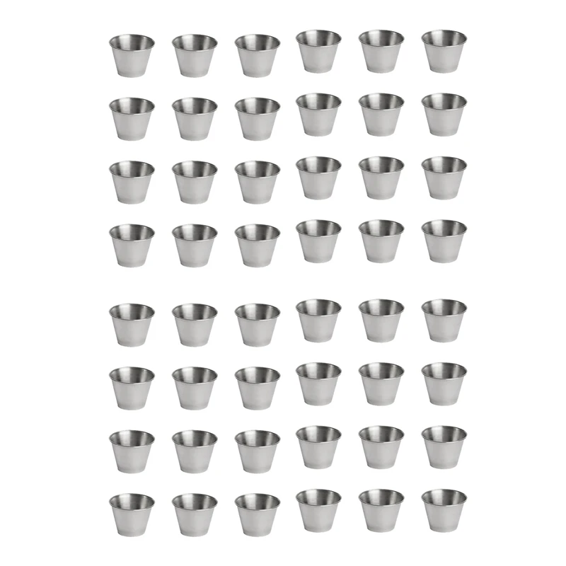 

48 Pack Stainless Steel Condiment Sauce Cups,Commercial Grade Dipping Sauce Cups,Ramekin Condiment Cups Portion Cups