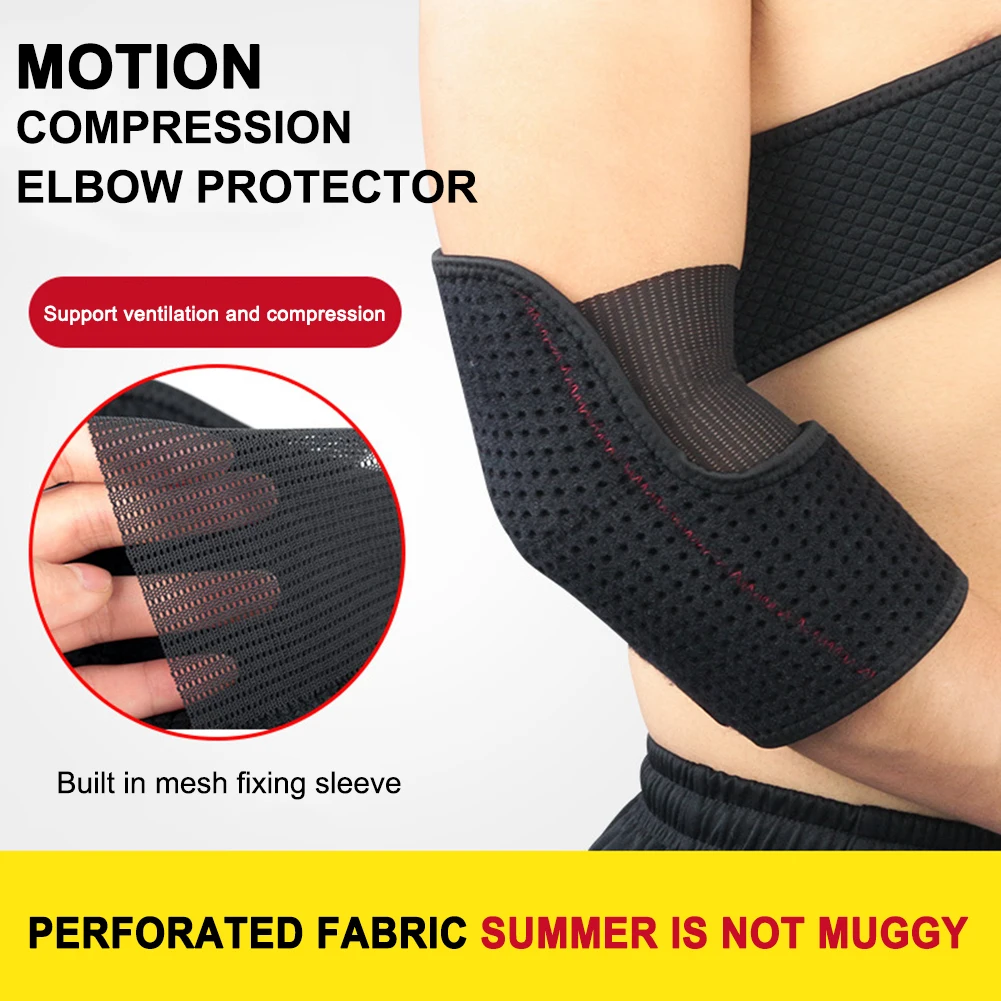 

Sports Safety Compression Arm Sleeve Elastic Elbow Brace Bandage Strap Adjustable Breathable Tennis Absorb Sweat Support Guard