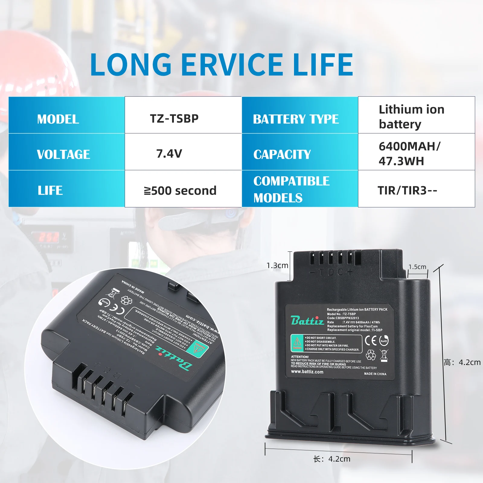 Сменный аккумулятор Skonppu TI-SBP совместимый с FLUKE TIR2 TIR3 TIR4 TI40 TI50 TI55 серии ИК