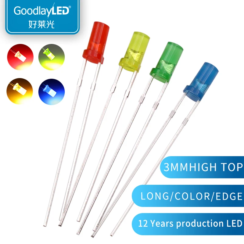 

Светодиодные лампочки GOODLAYLED 3MM high flat head