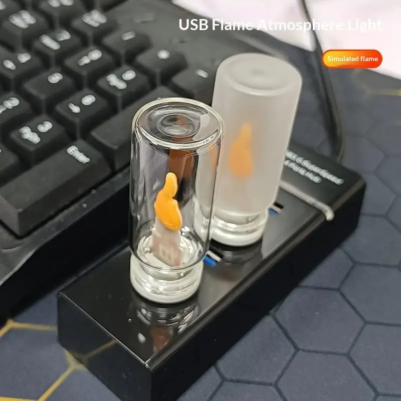 Фото USB-светильник с эффектом мерцающего пламени, матовое прозрачное стекло, имитация пламени для автомобиля, дома, комнаты, ПК, праздничного декора №4