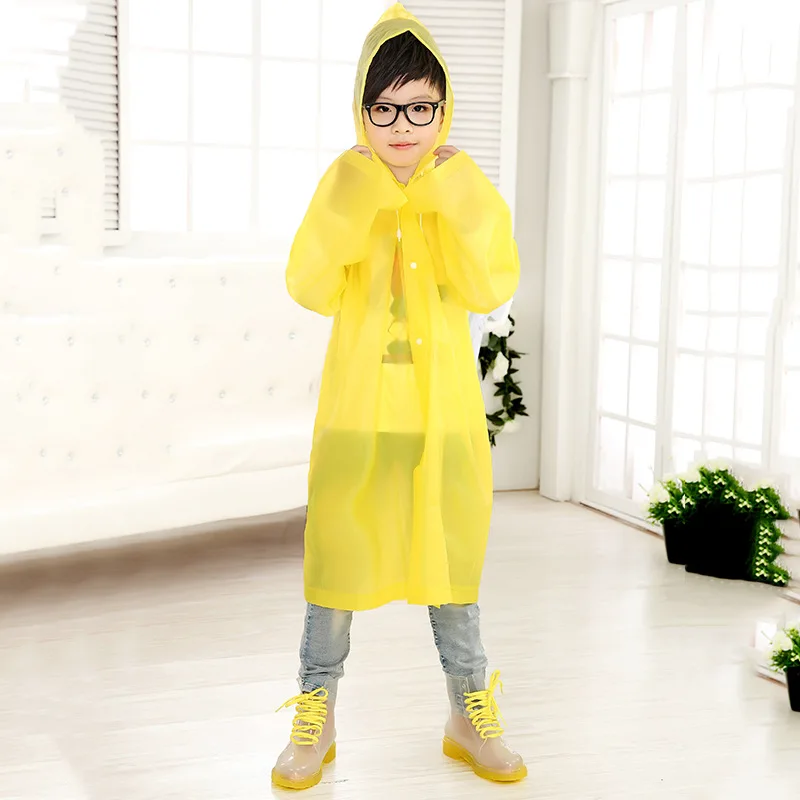 

1pc Children Adult Raincoat Waterproof Thickened Eva Rain Poncho With Button Hiking Travel Hooded Raincoats For Fishing Camping