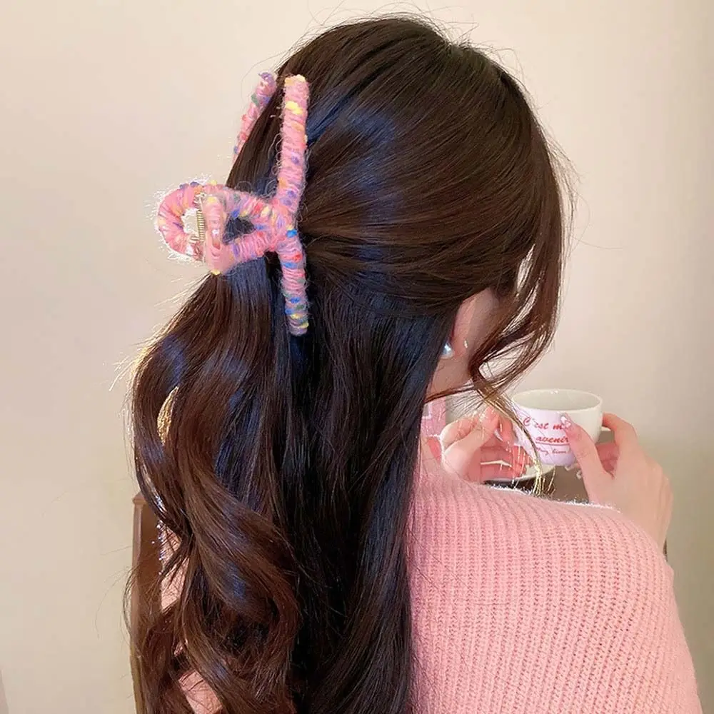 

Autumn Headwear Hair Accessories Korean Style Knitted Shark Clips Colored Hairpin Wool Knitted Hair Claws Winter Hair Clips