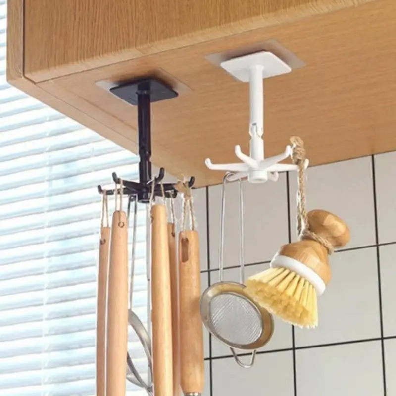 

Mini Punch-free Multi-Purpose Hook Non-Marking Stickers Rotated 360° Oversize Weighing For Kitchen Key Holder Bathroom Organizer