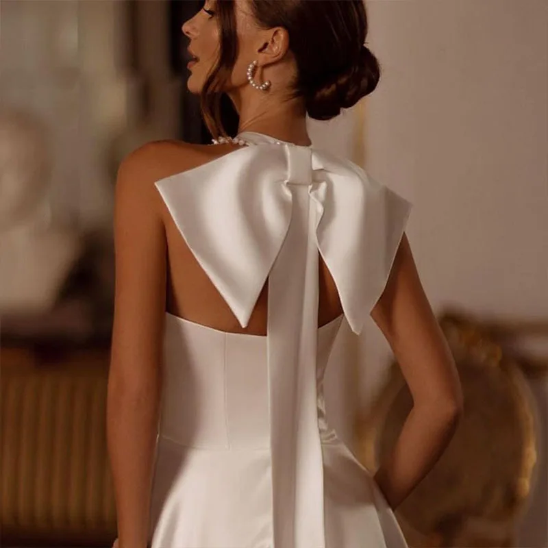 Элегантные свадебные платья русалки с лямкой на шее без рукавов и боковым