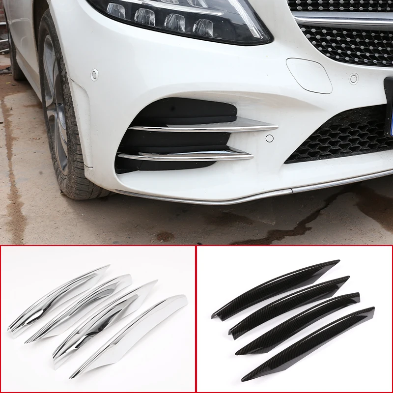 

For Mercedes Benz C Class W205 2019 2020 2021 ABS Car Styling Front Fog Light Decoration Strips Air Intake Grille Cover Trim