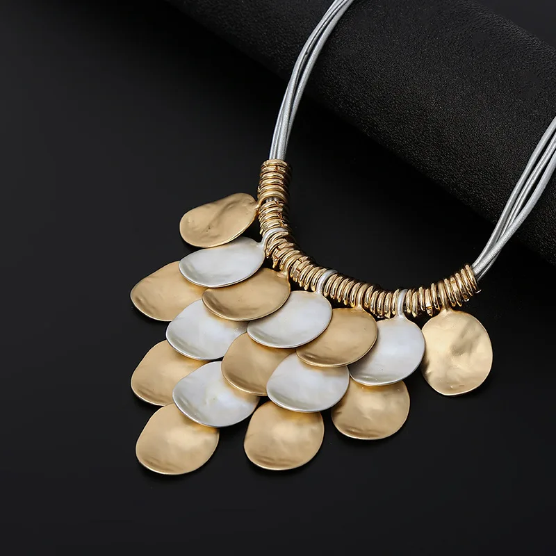 Массивное металлическое большое круглое ожерелье с подвеской для женщин 2023