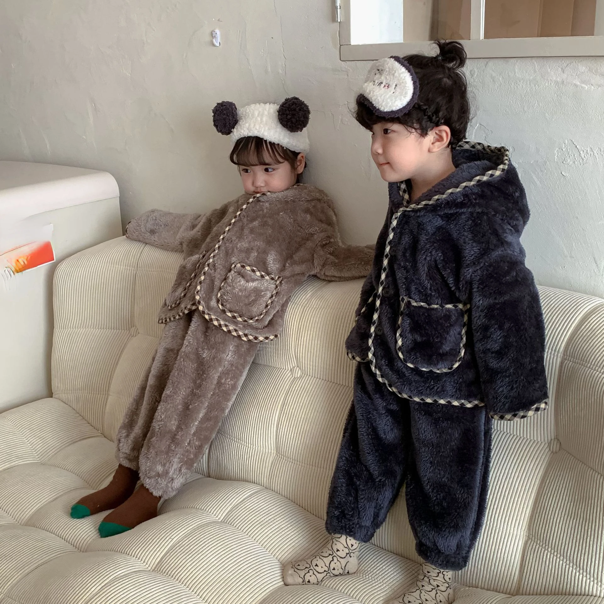 

2022 Winter Baby Boy Girl Clothes Pajamas Set Flannel Fleece Infant Toddler Child Warm Hooded Sleepwear Home Suit