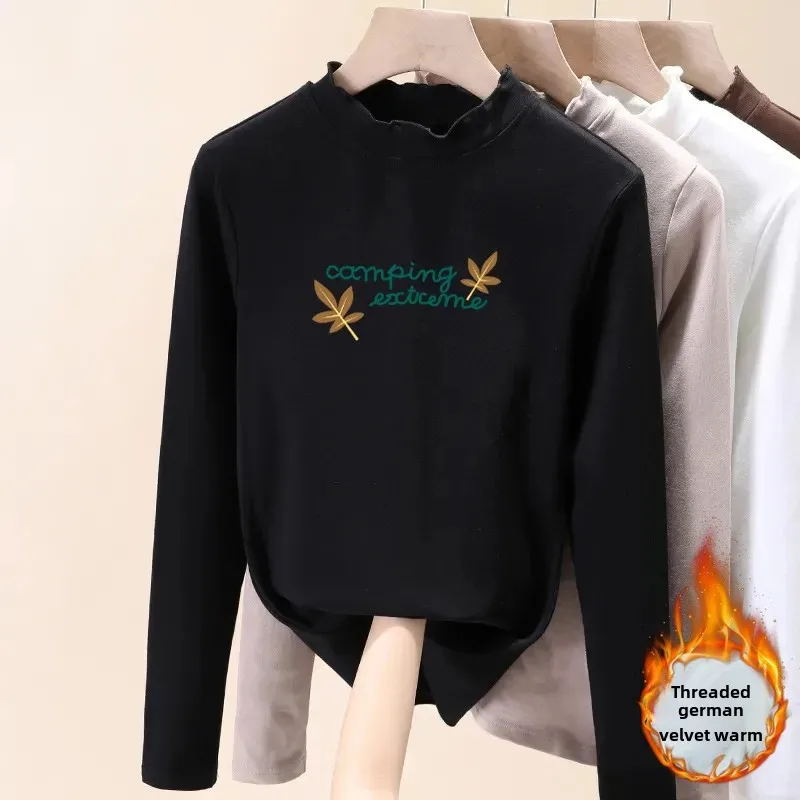 Женская футболка-поло с длинным рукавом принтом