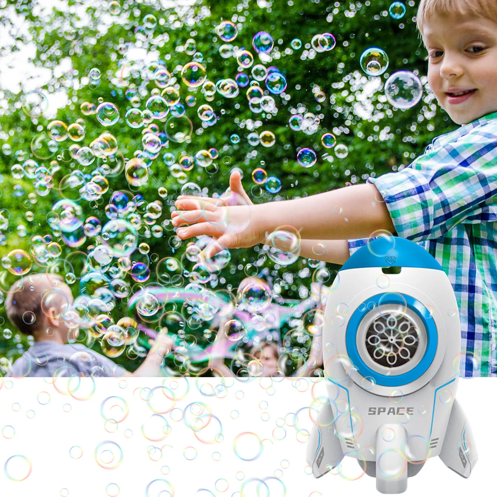 

Rocket Launcher Bubble MachineBubble Machine For Kids Outdoor Space Rocket Launcher Bubble Maker 1000 Bubbles Per Minute