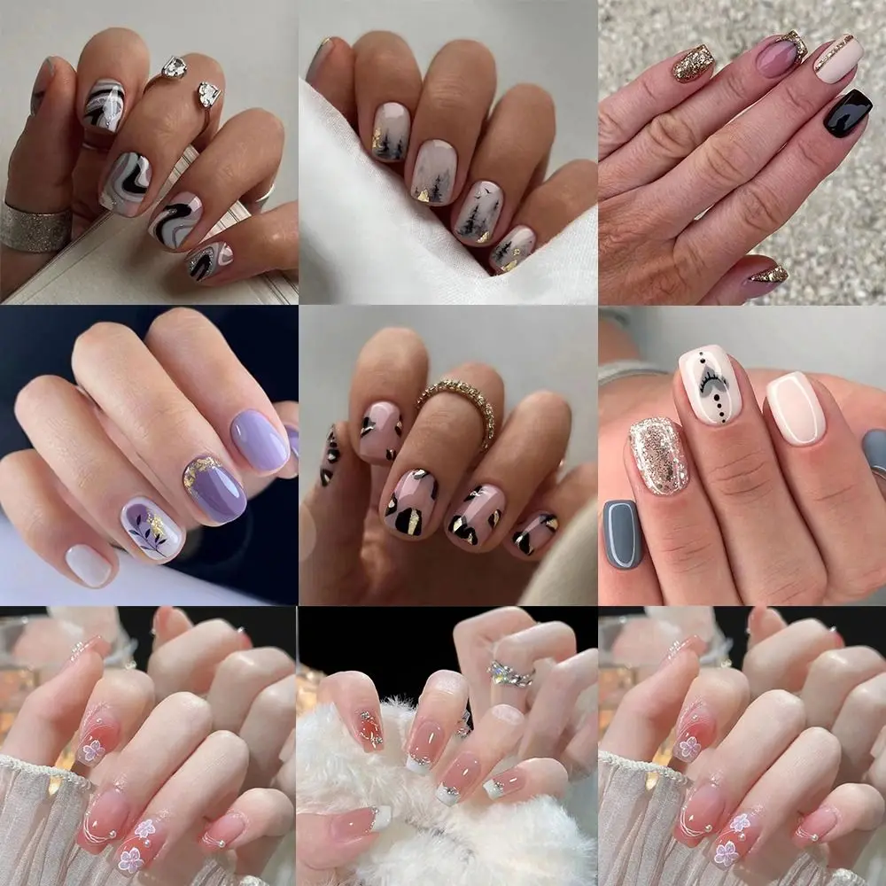 

24 шт., съемные накладные ногти для французского маникюра