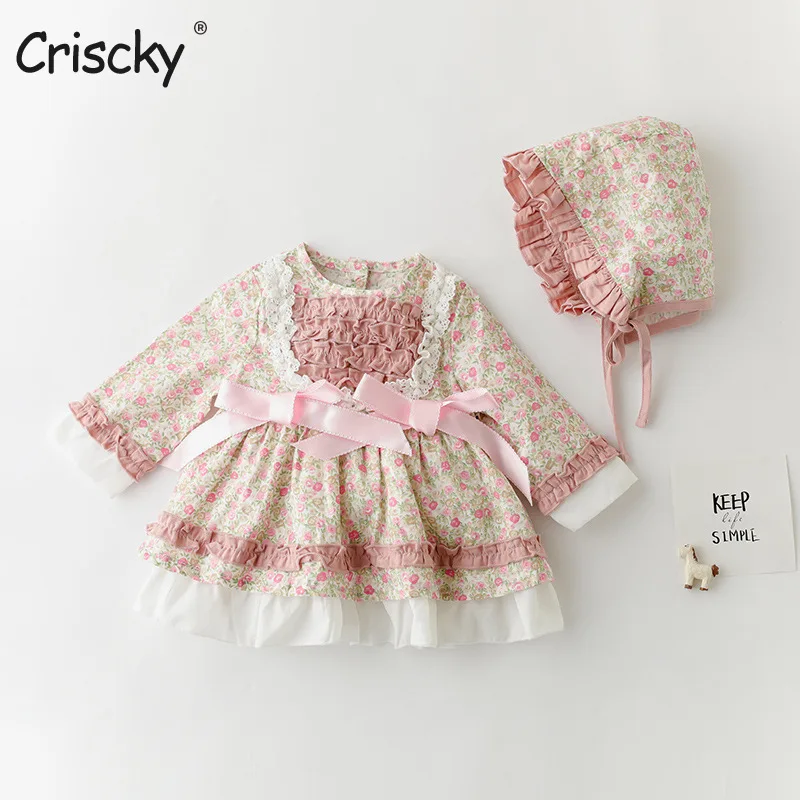 

Criscky Toddler Newborn Infant Baby Girls Dress Floral Lace Cake Dress Bow Party Birthday Dresses Summer Cute