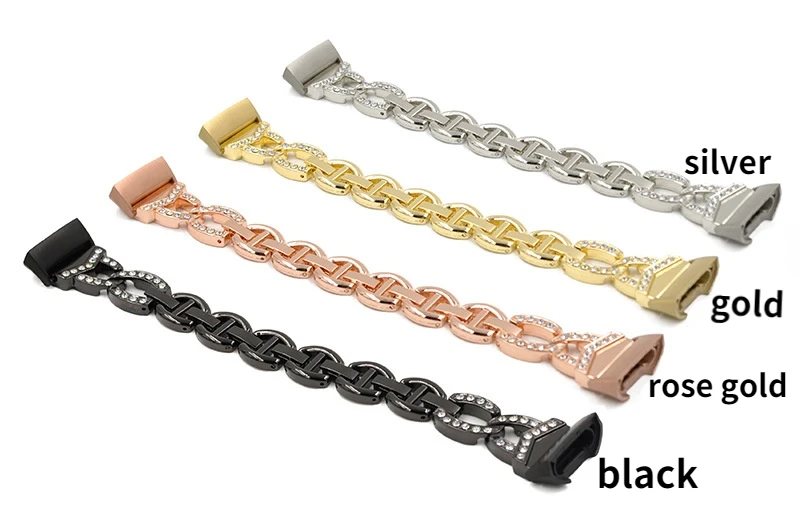 

Bling Diamond Straps For Fitbit Charge 5 Smart Watch Band Stainless Steel Wristband Metal Loop Chain Bracelet For Charge 3 4 2