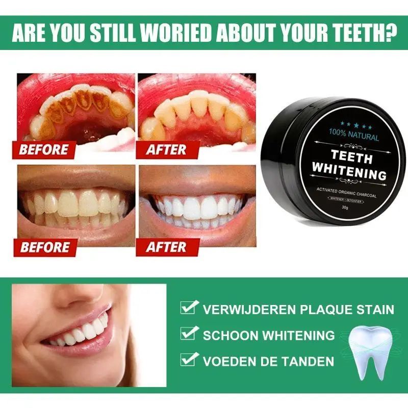 

Teeth Whitening Powder Oral Treatment Natural Activated Charcoal Bright Dental Fresh Breath Remove Plaque Stains Hygiene Care