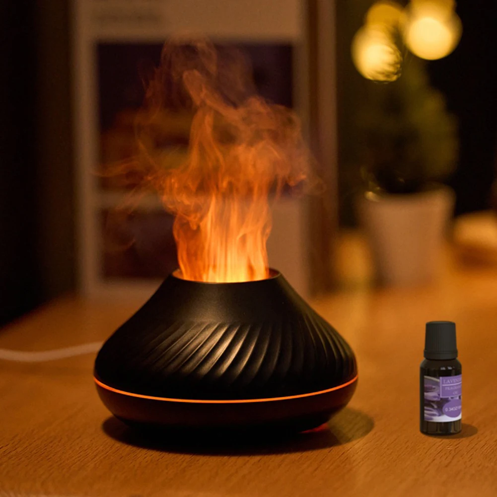 

Simulation Flame Humidifier Colorful Night Light Fragrance Diffusers 130ml Portable Air Humidifier Volcanic Flame Aroma Diffuser