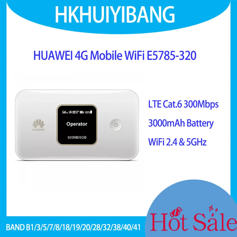 

Мобильный роутер HUAWEI E5785-320 4G LTE CAT6 Hotspot, Wi-Fi, Sim-карта, модем 4G со слотом для SIM-карты, 300 Мбит/с, 12 часов работы