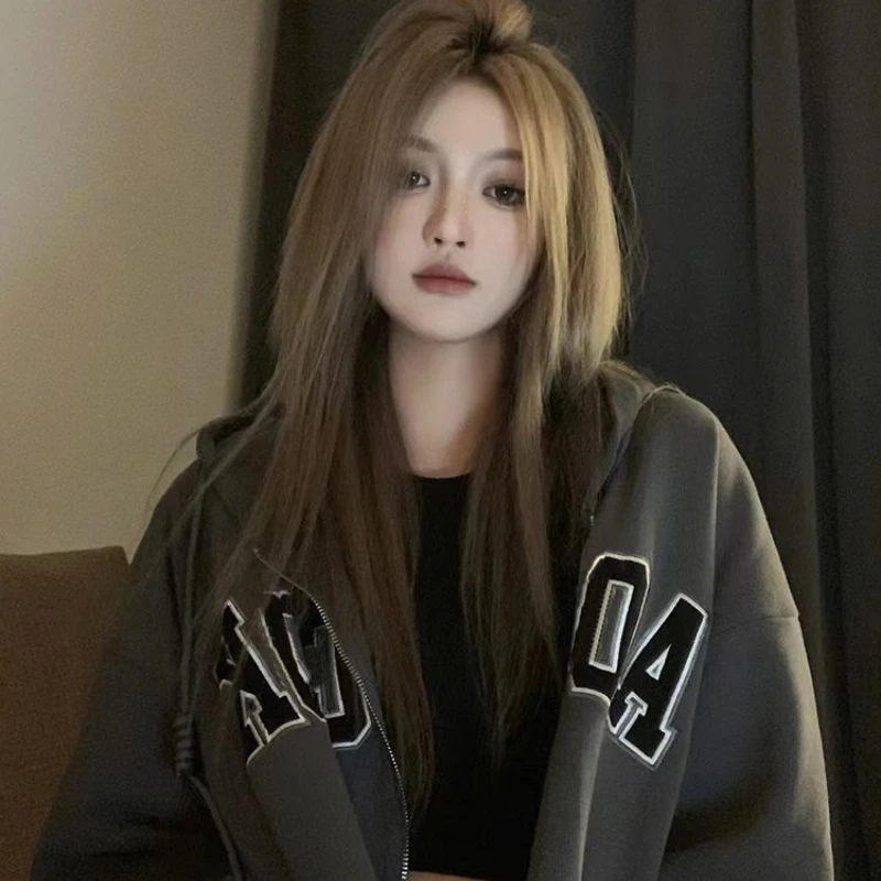 

Женская куртка с капюшоном на молнии, в стиле Харадзюку